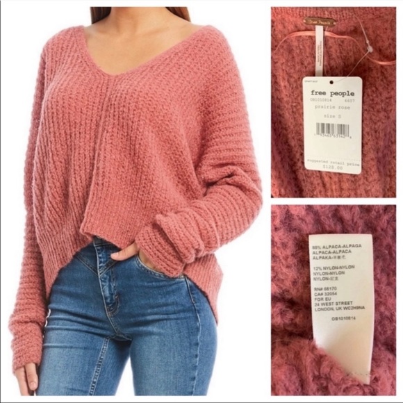 NWT-Free People Boho Yummy Moonbeam Alpaca V-Neck Sweater- Prairie Pink
Size S - Picture 11 of 13